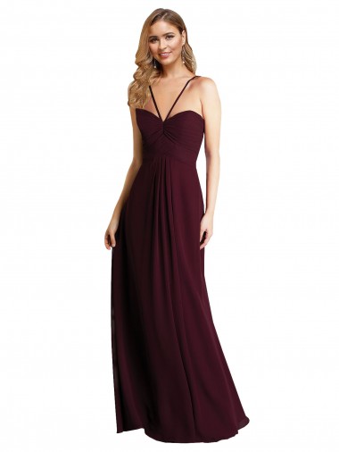 Buy Long Chiffon Bridesmaid Dress with Sweetheart Neckline UK