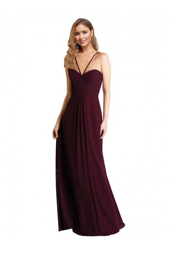 Buy Long Chiffon Bridesmaid Dress with Sweetheart Neckline UK
