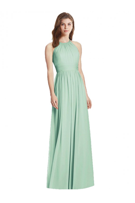 Buy Cutout Open Back Shirred Halter Maxi Bridesmaid Dress UK
