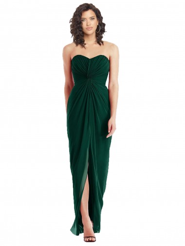 Buy Twist Front Draped Chiffon Bridesmaid Dress with Slit UK
