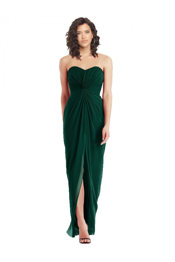 Buy Twist Front Draped Chiffon Bridesmaid Dress with Slit UK