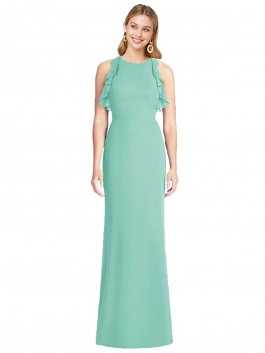 Buy Jewel Neck Mermaid Open Back Chiffon Bridesmaid Dress UK