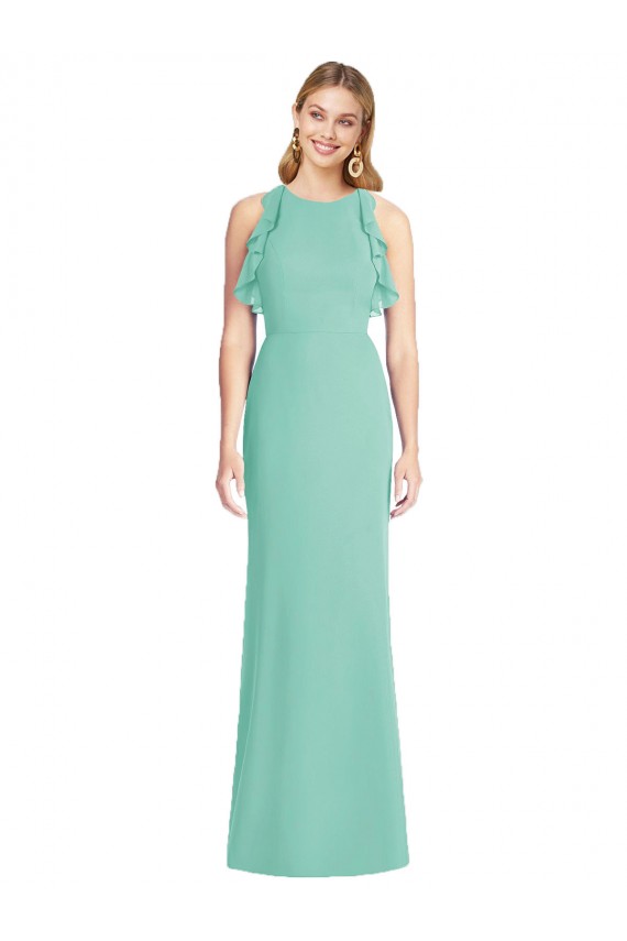 Buy Jewel Neck Mermaid Open Back Chiffon Bridesmaid Dress UK