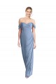 Buy Full Length Draped Off the Shoulder Maxi Bridesmaid Dress with Shirred Streamer UK