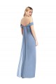 Buy Full Length Draped Off the Shoulder Maxi Bridesmaid Dress with Shirred Streamer UK