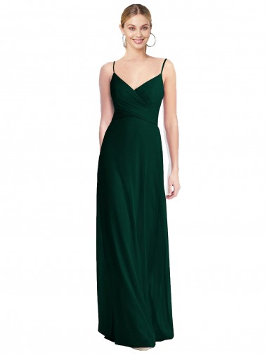 Buy Wide V-Neck Long Spaghetti Strap Chiffon Bridesmaid Dress UK