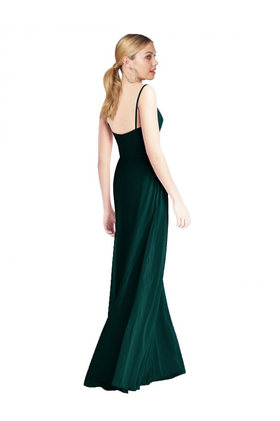 Buy Wide V-Neck Long Spaghetti Strap Chiffon Bridesmaid Dress UK