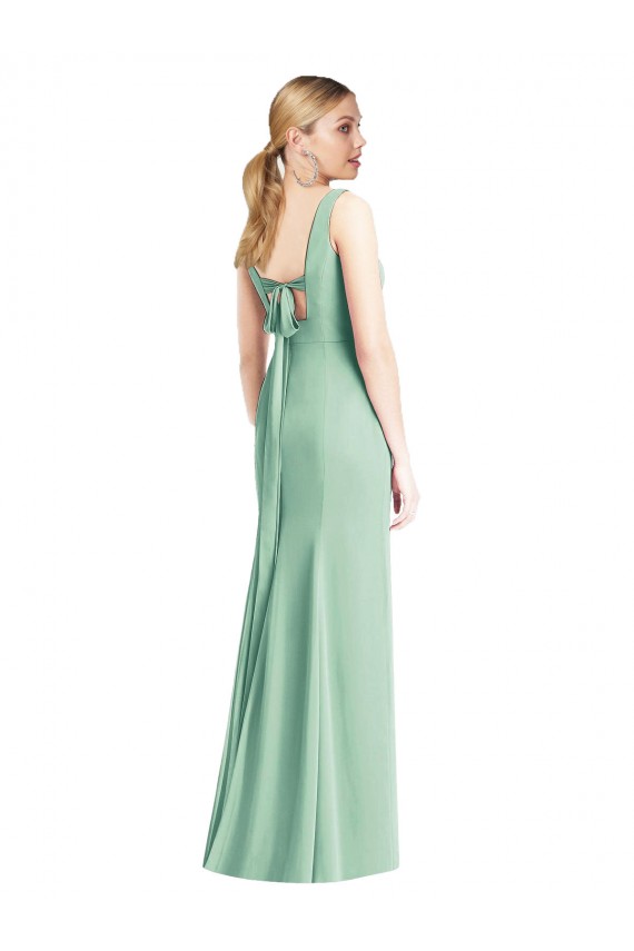 Buy Sleeveless Tie Back Chiffon Trumpet Chiffon Bridesmaid Dress UK