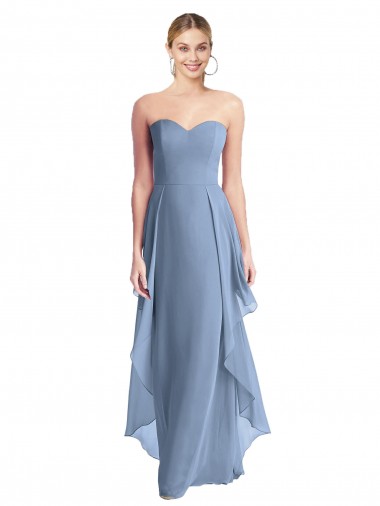 Buy Strapless Chiffon Bridesmaid Dress with Skirt Overlay UK