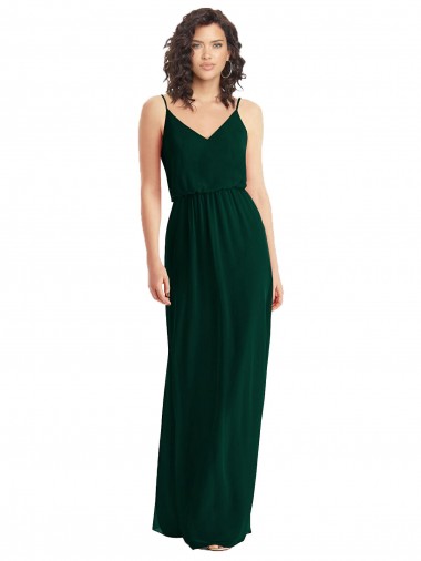 Buy V-Neck Blouson Bodice Chiffon Maxi Bridesmaid Dress UK