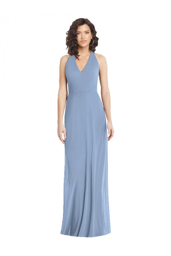 Buy V-Neck Halter Back Straps Chiffon Formal Bridesmaid Dress UK