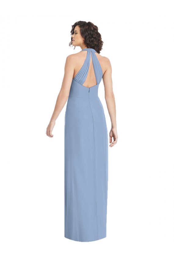 Buy V-Neck Halter Back Straps Chiffon Formal Bridesmaid Dress UK