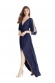 Buy Split Sleeves Backless Chiffon Maxi Bridesmaid Dress UK