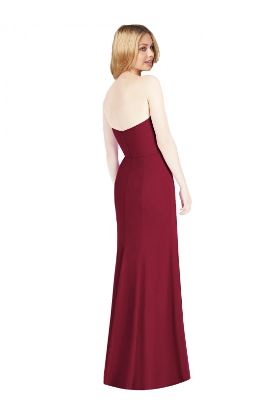 Buy Strapless Chiffon Trumpet Bridesmaid Dress with Front Slit UK