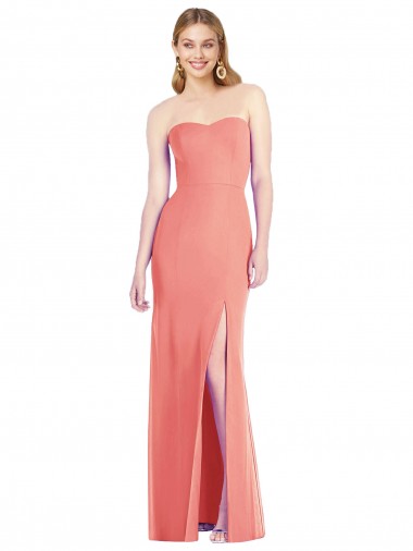 Buy Strapless Chiffon Trumpet Bridesmaid Dress with Front Slit UK