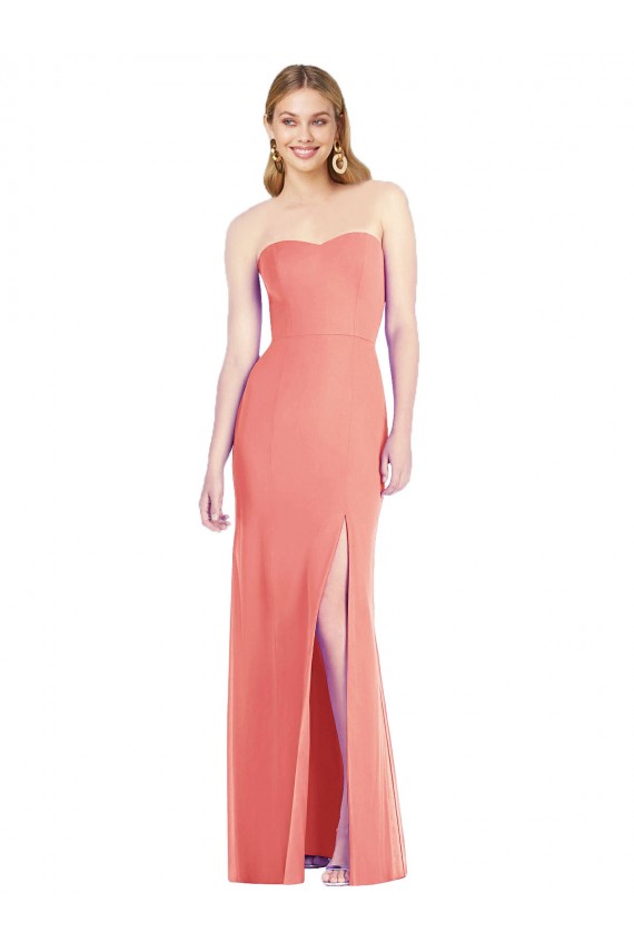 Buy Strapless Chiffon Trumpet Bridesmaid Dress with Front Slit UK