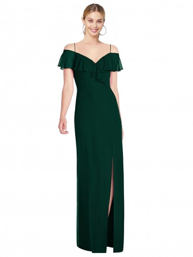 Buy Ruffled Cold-Shoulder Maxi Chiffon Bridesmaid Dress UK