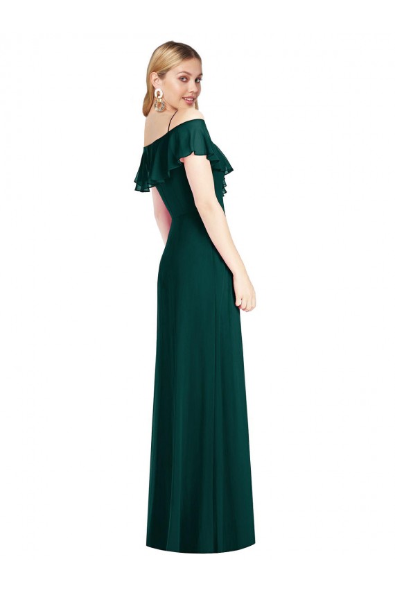 Buy Ruffled Cold-Shoulder Maxi Chiffon Bridesmaid Dress UK