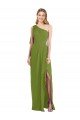 Buy One Shoulder Chiffon Bridesmaid Dress with Draped Front Slit UK