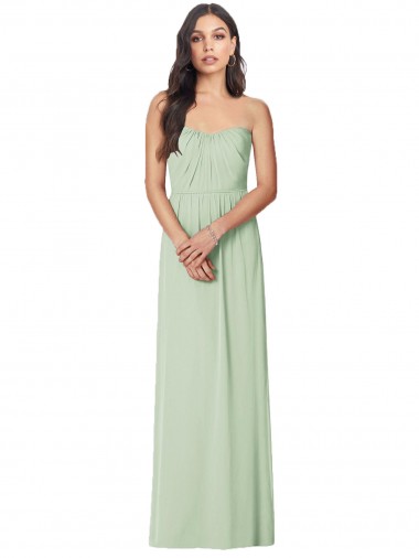 Buy Strapless Sweetheart All-Over Shirring Chiffon Bridesmaid Dress UK