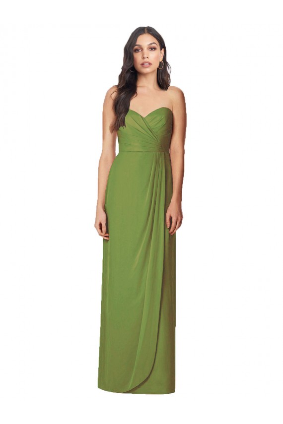 Buy Side Front Slit Draped Strapless Chiffon Bridesmaid Dress UK