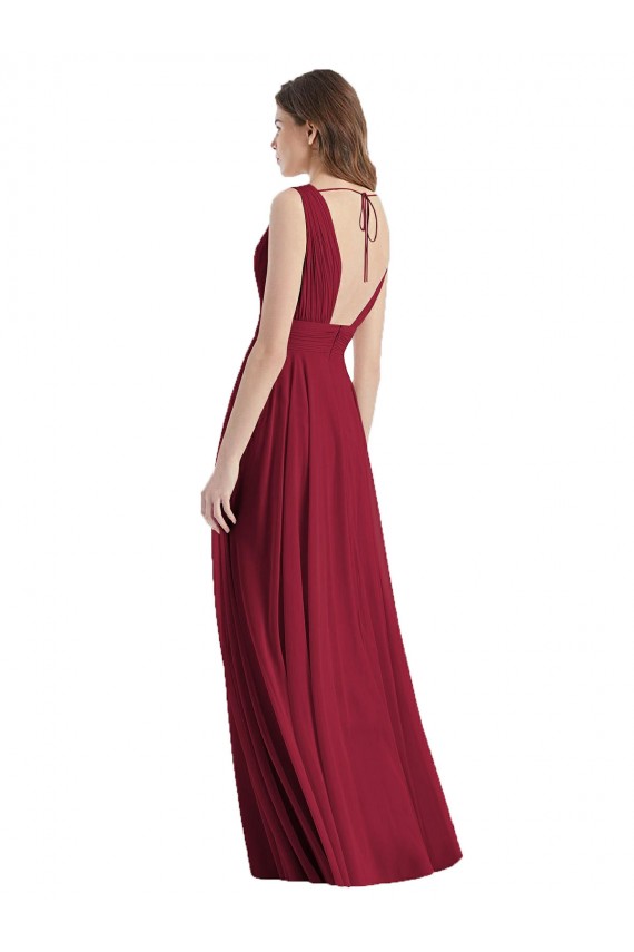 Buy Plunge Deep V-Neckline Low Back Chiffon Bridesmaid Ress UK