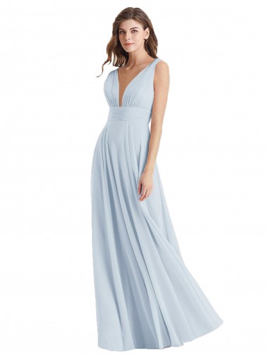 Buy Plunge Deep V-Neckline Low Back Chiffon Bridesmaid Ress UK