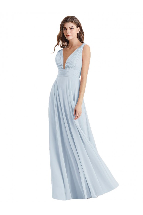 Buy Plunge Deep V-Neckline Low Back Chiffon Bridesmaid Ress UK