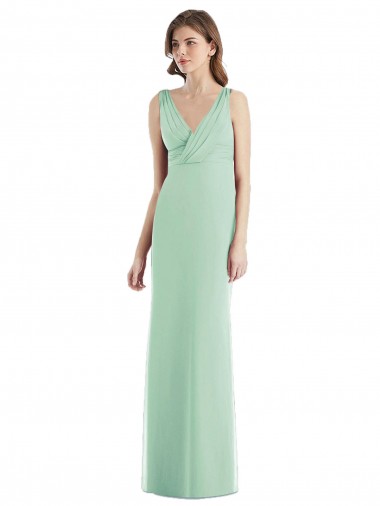 Buy Sleek Open Back Chiffon V-Neck Bridesmaid Dress UK