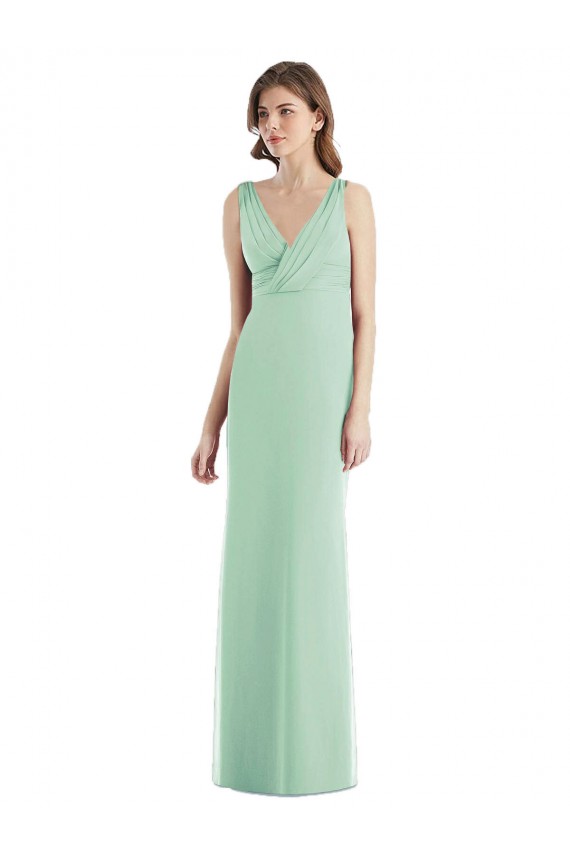 Buy Sleek Open Back Chiffon V-Neck Bridesmaid Dress UK