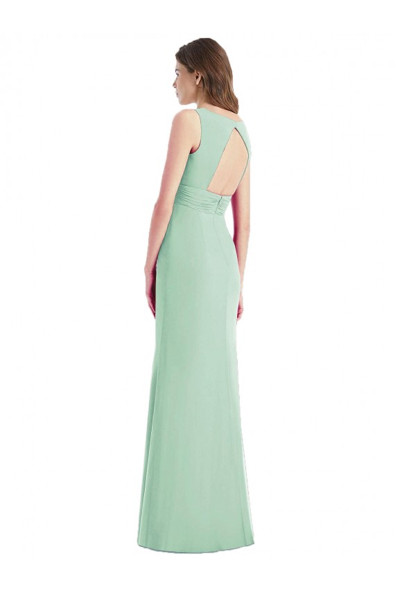 Buy Sleek Open Back Chiffon V-Neck Bridesmaid Dress UK