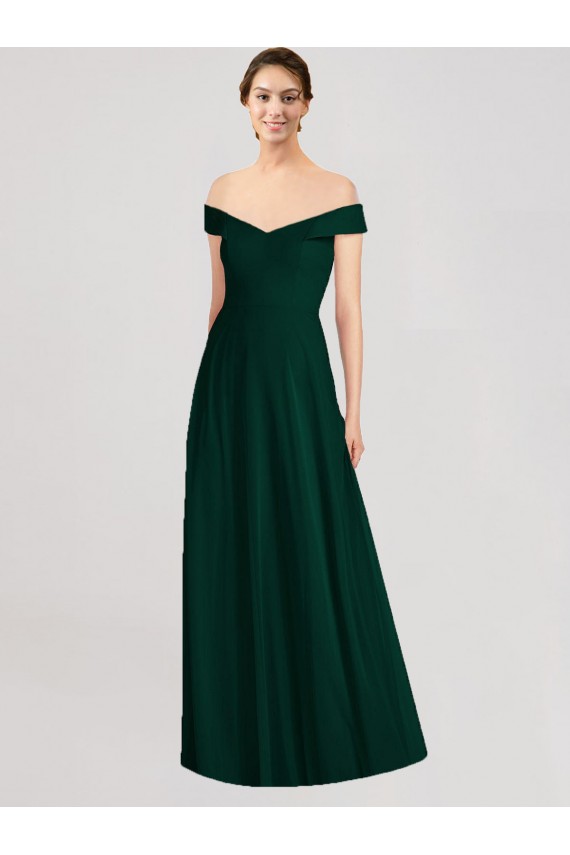 Buy Full length Off the Shoulder Chiffon Bridesmaid Dress UK