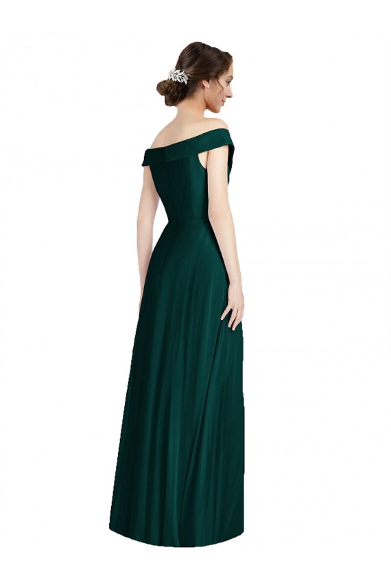 Buy Full length Off the Shoulder Chiffon Bridesmaid Dress UK