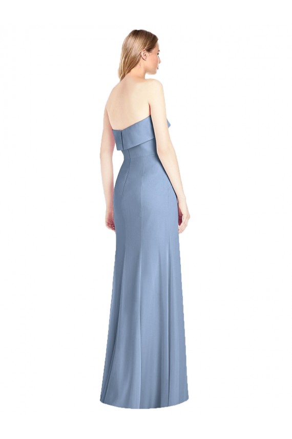 Buy Trumpet Full Length Strapless Chiffon Bridesmaid Dress with Slit UK