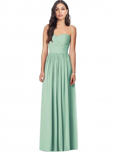 Buy Draped Sweetheart Strapless Long Chiffon Bridesmaid Dress UK
