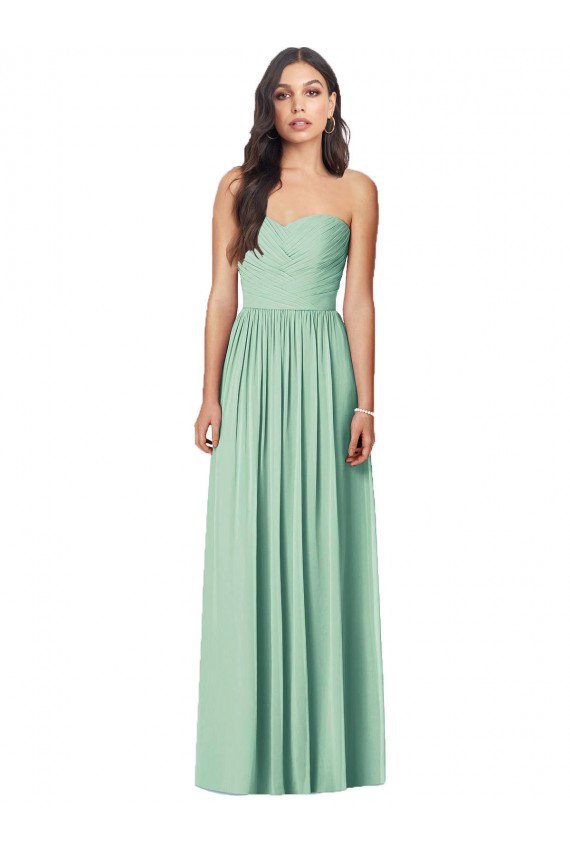 Buy Draped Sweetheart Strapless Long Chiffon Bridesmaid Dress UK
