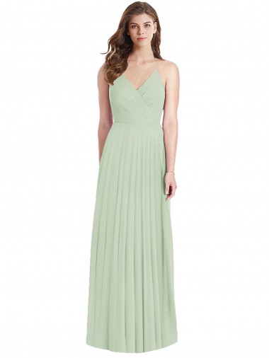 Buy Ruffled Strap Cutout Wrap Maxi Chiffon Bridesmaid Dress UK
