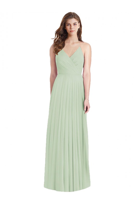 Buy Ruffled Strap Cutout Wrap Maxi Chiffon Bridesmaid Dress UK