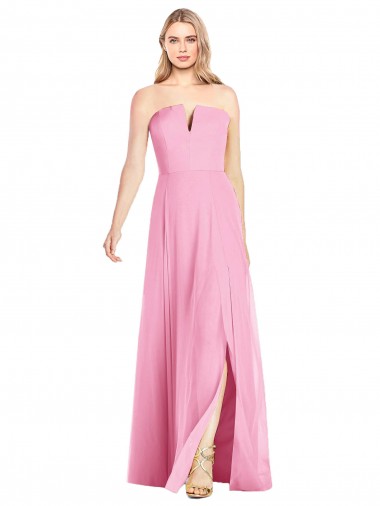 Buy Strapless Notch Chiffon Maxi Bridesmaid Dress UK