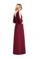 Buy Draped V-Neck Bell Sleeves V-Back Chiffon Bridesmaid Dress UK