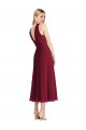 Buy Midi Length Halter Plunging V-Back Chiffon Bridesmaid Dress / Cocktail Dress UK