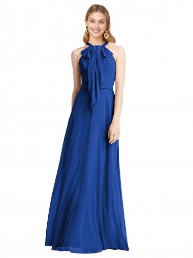 Buy Plunging V-Back Long Full Length Chiffon Bridesmaid Dress UK