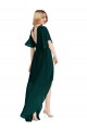 Buy Plunging V Back Flutter Sleeves Cocktail Length Chiffon Bridesmaid Dress UK