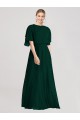 Buy Full-Length Flutter Sleeves Plunging V Back Chiffon Bridesmaid Dress UK