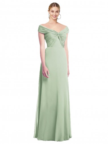 Buy Draped Off the Shoulder Lux Chiffon Bridesmaid Dress UK