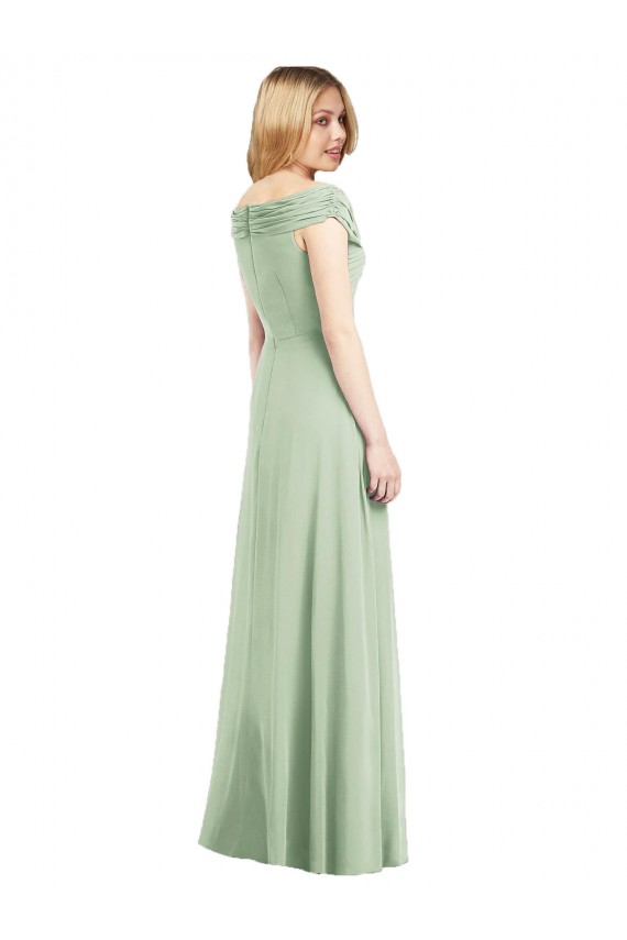 Buy Draped Off the Shoulder Lux Chiffon Bridesmaid Dress UK