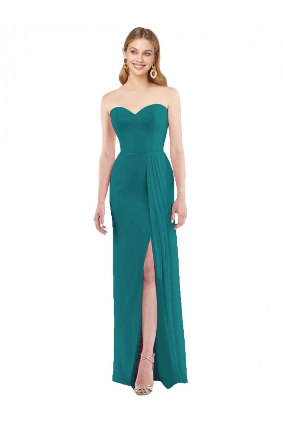 Buy Sweetheart Neckline Lux Chiffon Bridesmaid Dress with Side Slit UK