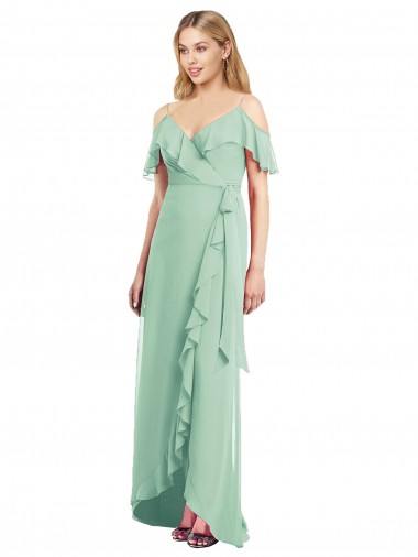 Buy High Low Off the Shoulder Wrap Chiffon Bridesmaid Dress  UK