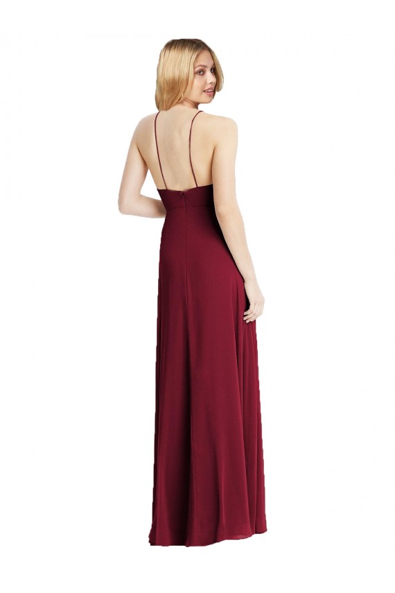 Buy High-Neck Maxi Bridesmaid Dress with Front Slit UK