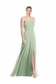 Buy Sleek Spaghetti Straps Low Back Square Neck Maxi Formal Chiffon Bridesmaid Dress UK